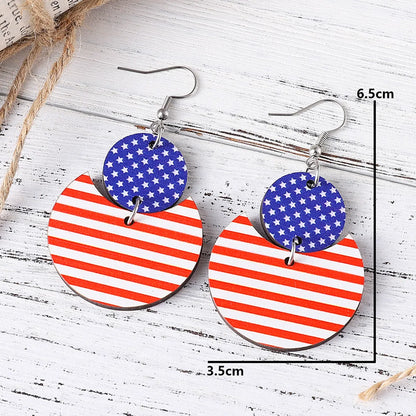 1 Pair Retro Star Wood Drop Earrings