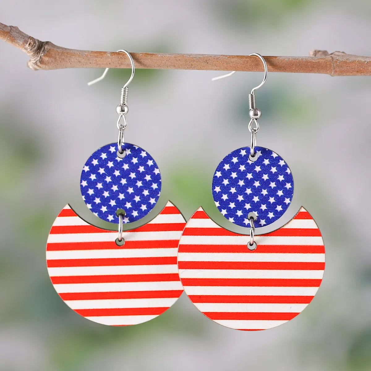 1 Pair Retro Star Wood Drop Earrings