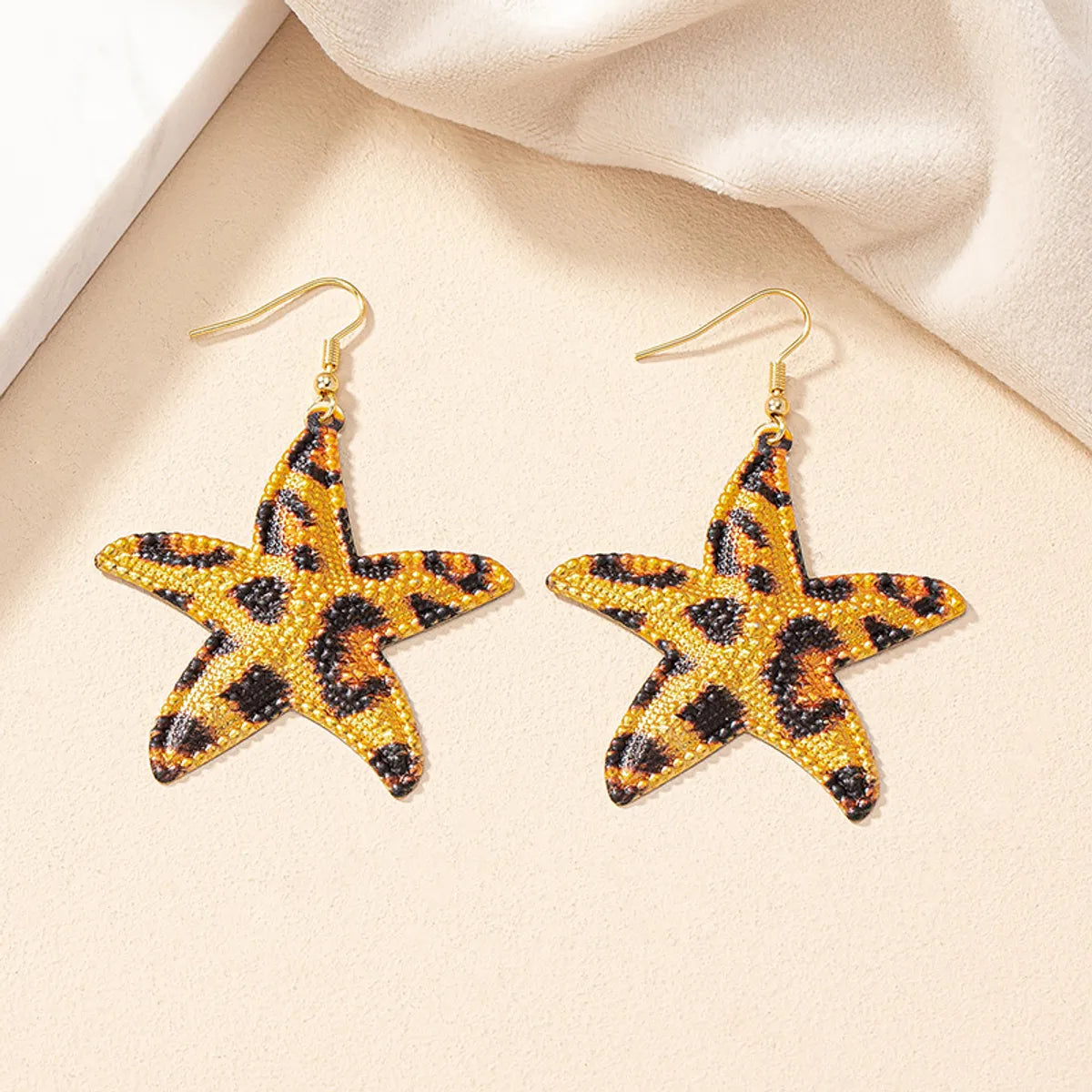 1 Pair Retro Starfish Leopard Plating Alloy Ear Studs