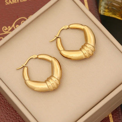 1 Pair Retro Streetwear Geometric Plating Stainless Steel 14K Gold Plated Drop Earrings