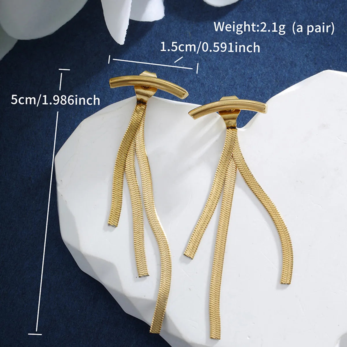 1 Pair Retro Streetwear Geometric Square Tassel Plating 304 Stainless Steel 18K Gold Plated Drop Earrings