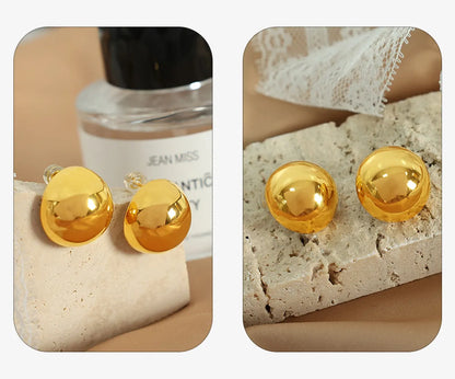 1 Pair Retro Streetwear Solid Color Plating Titanium Steel 18k Gold Plated Ear Studs