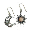 1 Pair Retro Streetwear Sun Moon Inlay Alloy Copper Resin Drop Earrings