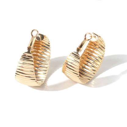 1 Pair Retro Stripe Solid Color Alloy Three-dimensional Women's Earrings