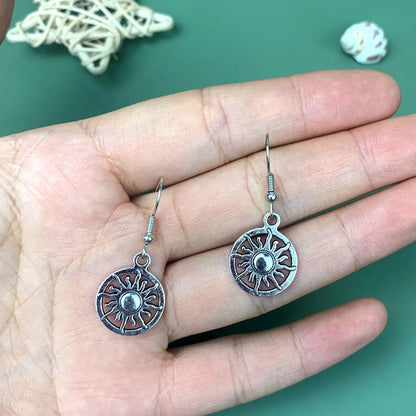 1 Pair Retro Sun Moon Metal Drop Earrings