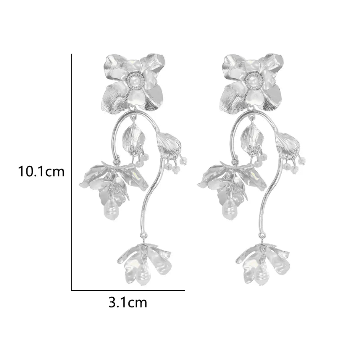 1 Pair Retro Sweet Flower Crystal Inlay Alloy Artificial Pearls Drop Earrings