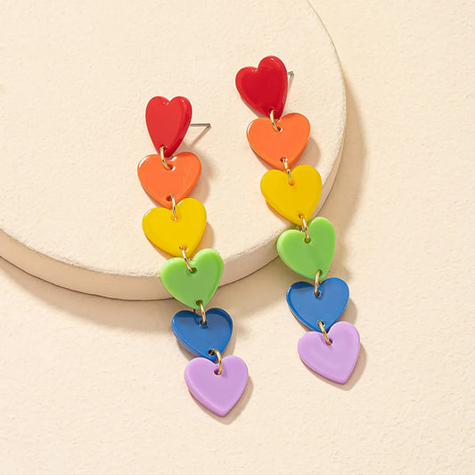 1 Pair Retro Sweet Heart Shape Plating Arylic Alloy Drop Earrings