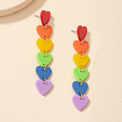 1 Pair Retro Sweet Heart Shape Plating Arylic Alloy Drop Earrings