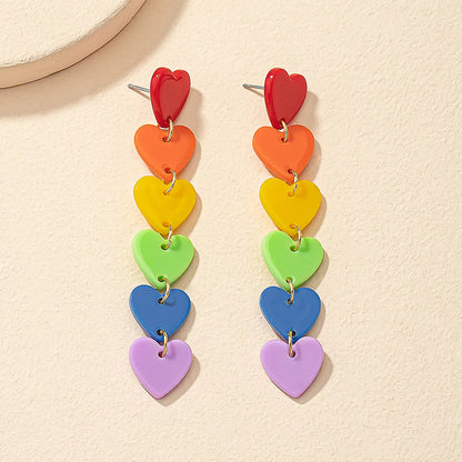 1 Pair Retro Sweet Heart Shape Plating Arylic Alloy Drop Earrings