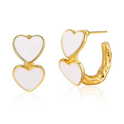 1 Pair Retro Sweet Triangle Devil's Eye Heart Shape Enamel Plating Inlay Copper Zircon 18k Gold Plated Ear Studs