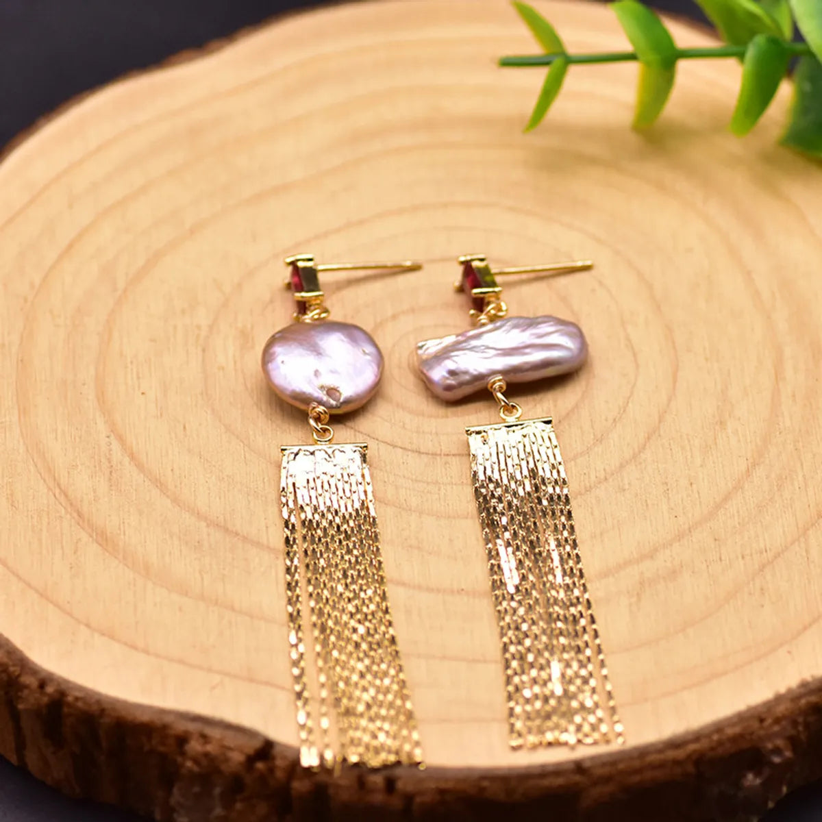 1 Pair Retro Tassel Plating Freshwater Pearl 18k Gold Plated Drop Earrings