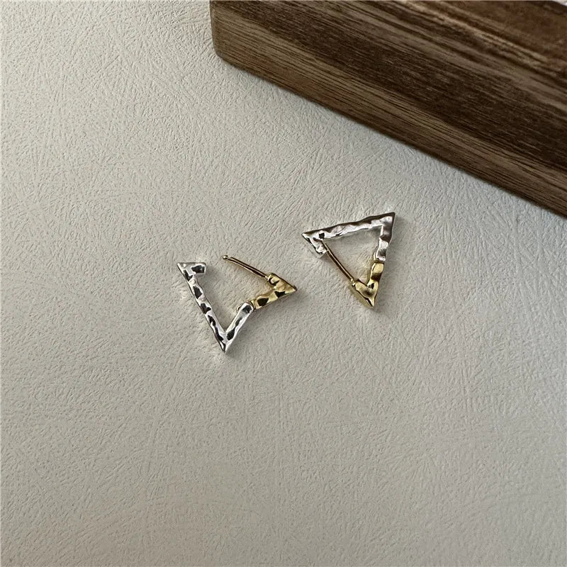 1 Pair Retro Triangle Polishing Sterling Silver Earrings