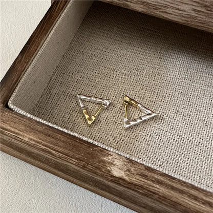 1 Pair Retro Triangle Polishing Sterling Silver Earrings