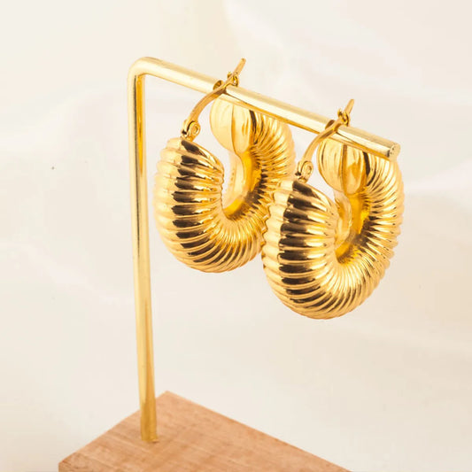 1 Pair Retro U Shape Plating Stainless Steel Gold Plated Earrings