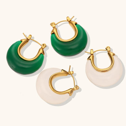 1 Pair Retro U Shape Stainless Steel Arylic Plating 18k Gold Plated Earrings