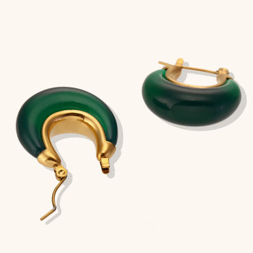 1 Pair Retro U Shape Stainless Steel Arylic Plating 18k Gold Plated Earrings