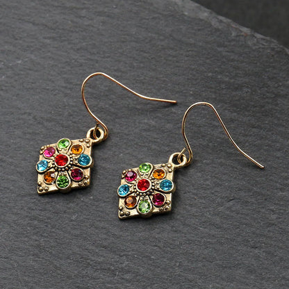 1 Pair Retro Water Droplets Alloy Inlay Artificial Gemstones Women's Drop Earrings