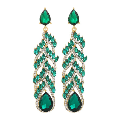 1 Pair Retro Water Droplets Alloy Rhinestone Drop Earrings