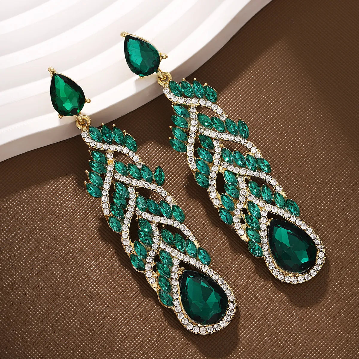 1 Pair Retro Water Droplets Alloy Rhinestone Drop Earrings