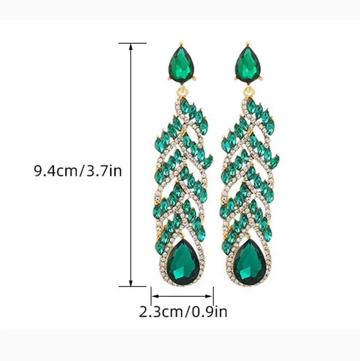 1 Pair Retro Water Droplets Alloy Rhinestone Drop Earrings