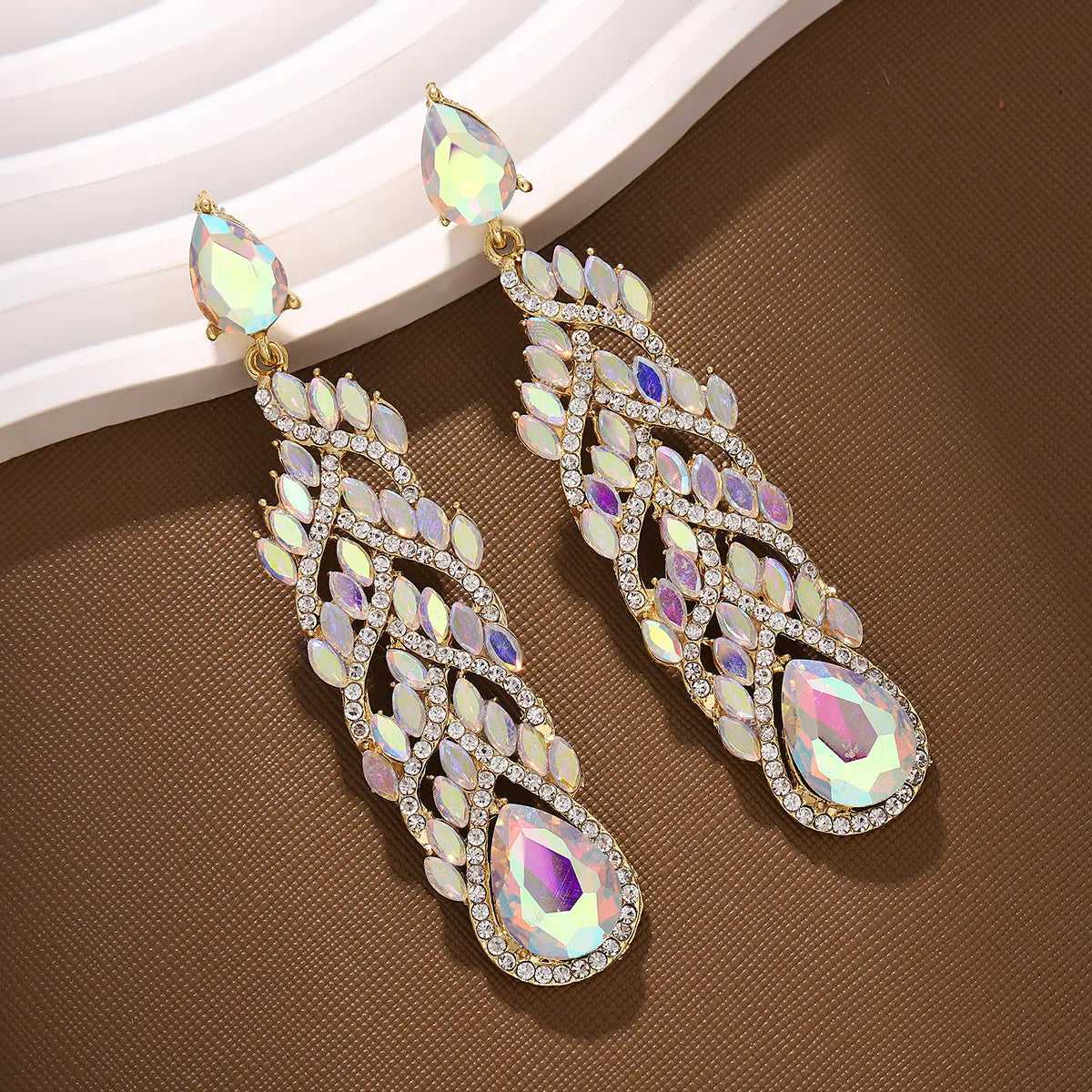 1 Pair Retro Water Droplets Alloy Rhinestone Drop Earrings