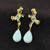 1 Pair Retro Water Droplets Bow Knot Plating Inlay Copper Zircon Drop Earrings