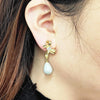 1 Pair Retro Water Droplets Bow Knot Plating Inlay Copper Zircon Drop Earrings