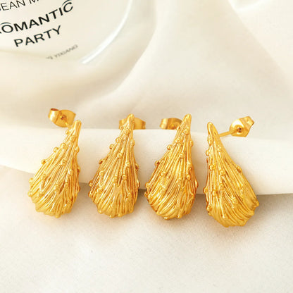 1 Pair Retro Water Droplets Irregular Plating Titanium Steel Titanium Steel 18k Gold Plated Ear Studs