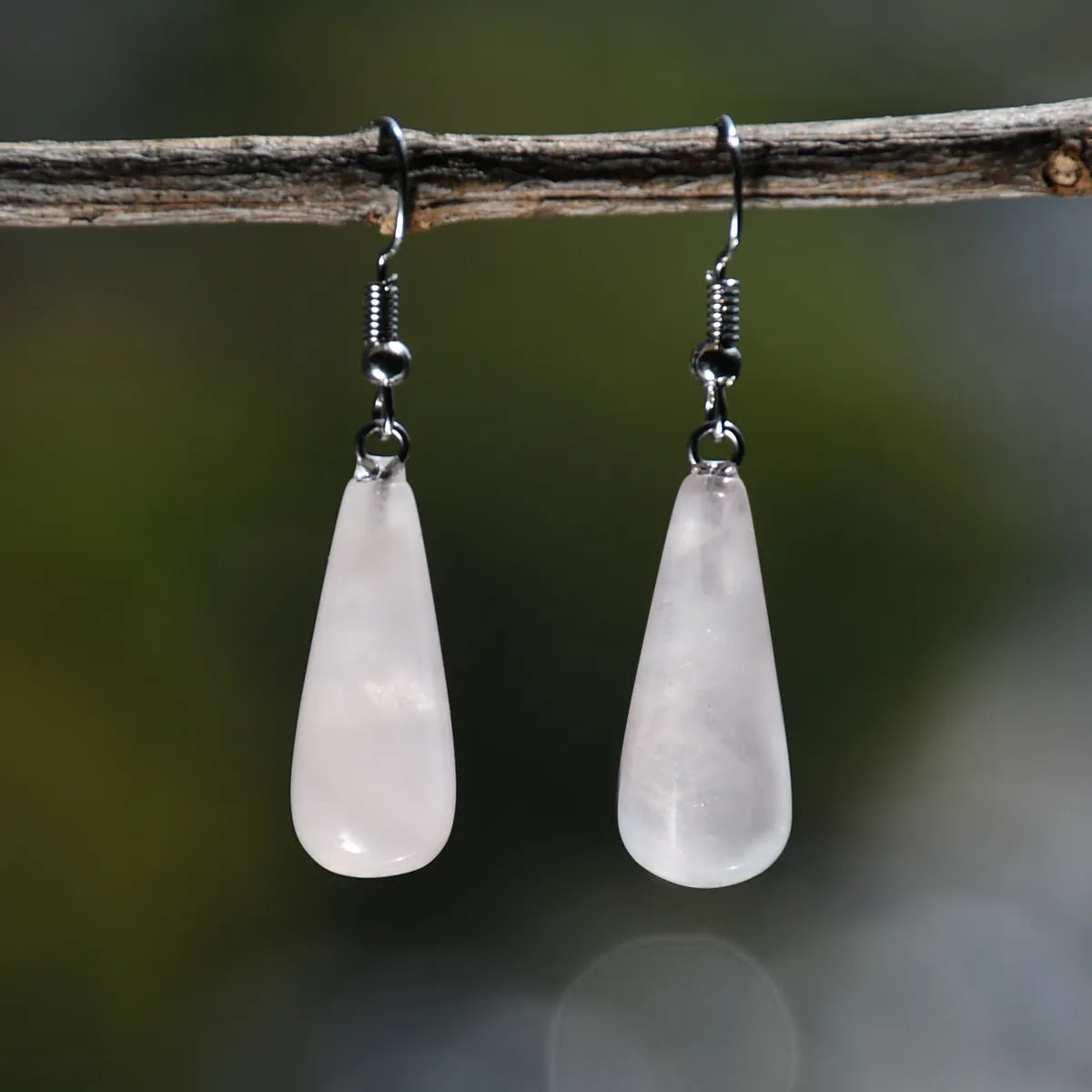 1 Pair Retro Water Droplets Plating Alloy Natural Stone Silver Plated Drop Earrings