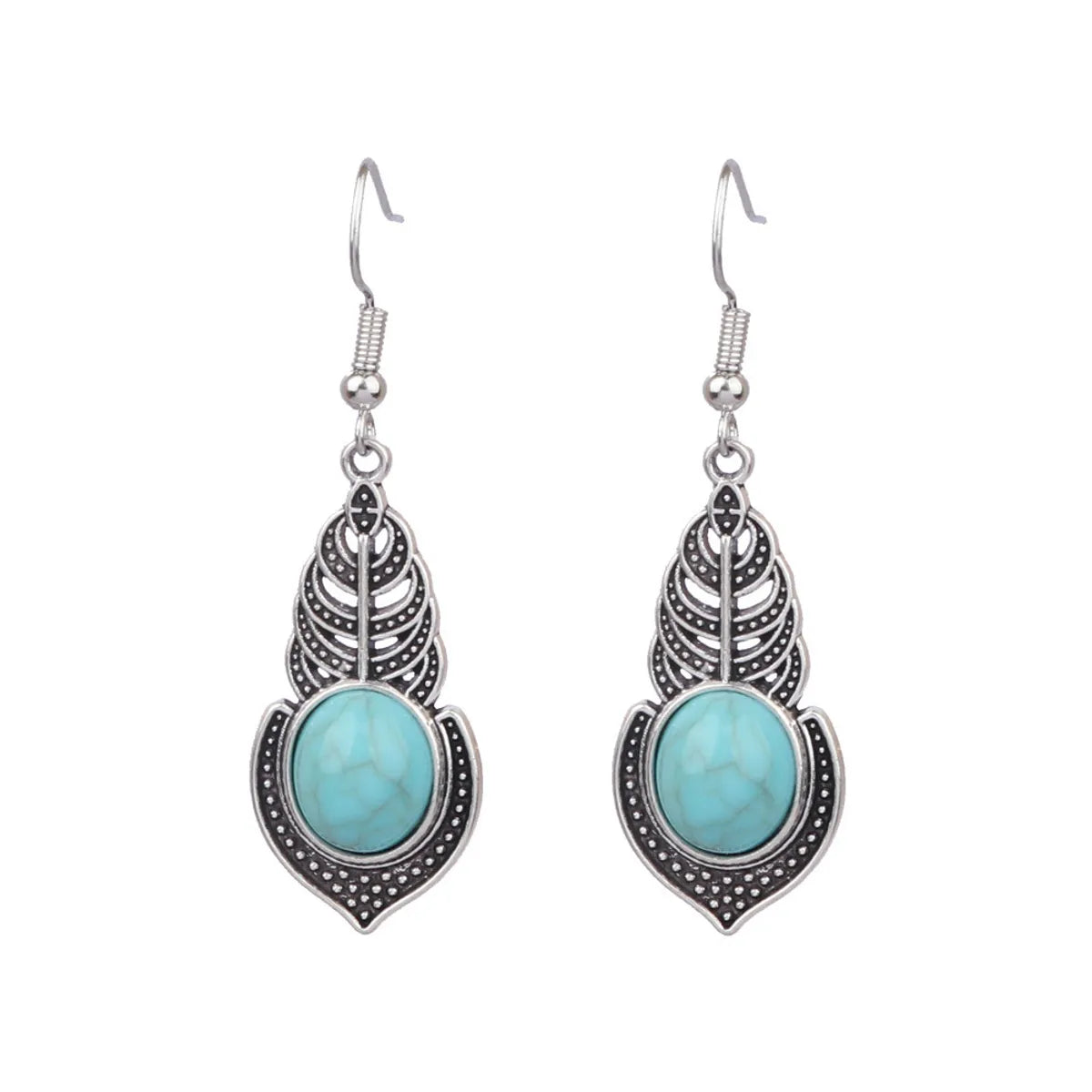 1 Pair Retro Water Droplets Plating Alloy Turquoise Drop Earrings