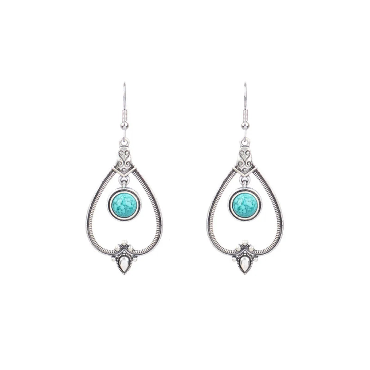 1 Pair Retro Water Droplets Plating Alloy Turquoise Drop Earrings