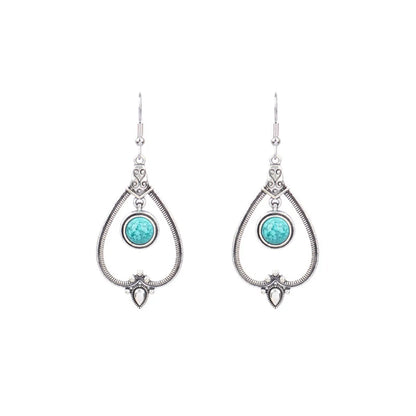 1 Pair Retro Water Droplets Plating Alloy Turquoise Drop Earrings