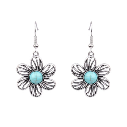 1 Pair Retro Water Droplets Plating Alloy Turquoise Drop Earrings