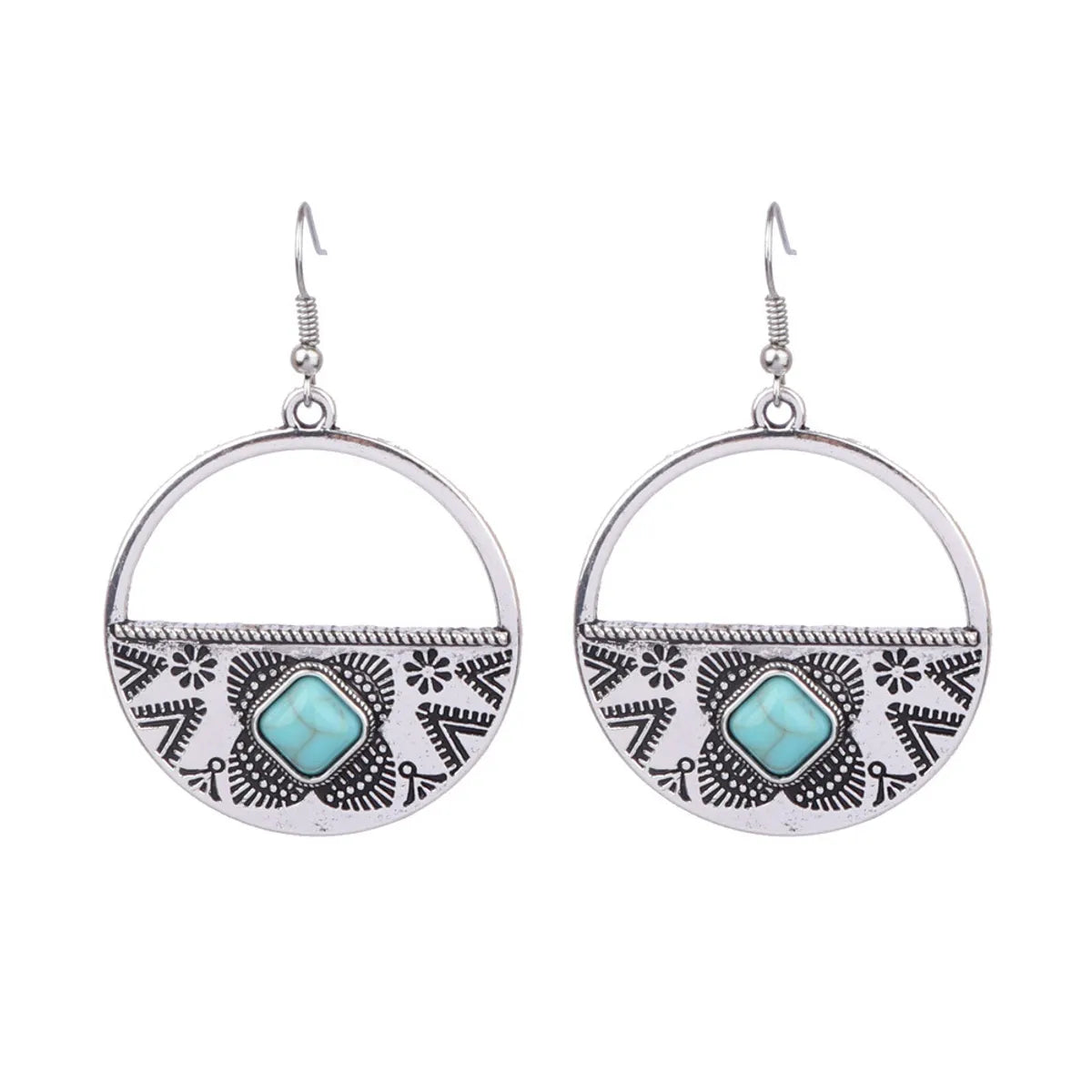 1 Pair Retro Water Droplets Plating Alloy Turquoise Drop Earrings