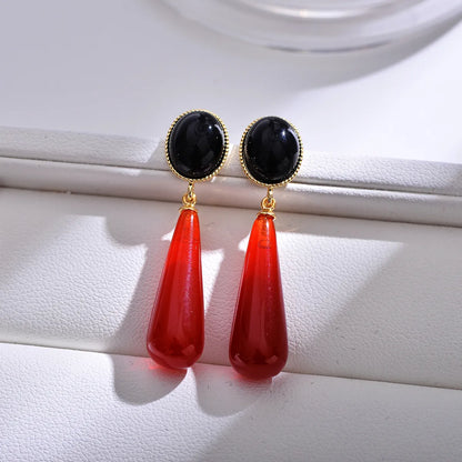 1 Pair Retro Water Droplets Plating Copper Gold Plated Drop Earrings