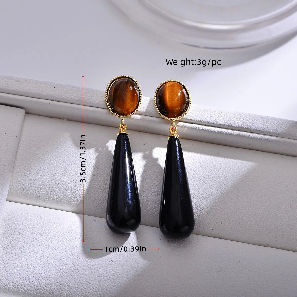 1 Pair Retro Water Droplets Plating Copper Gold Plated Drop Earrings