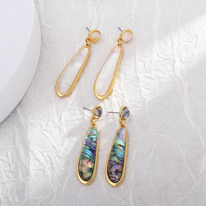 1 Pair Retro Water Droplets Plating Inlay Alloy Acrylic Shell 18k Gold Plated Drop Earrings