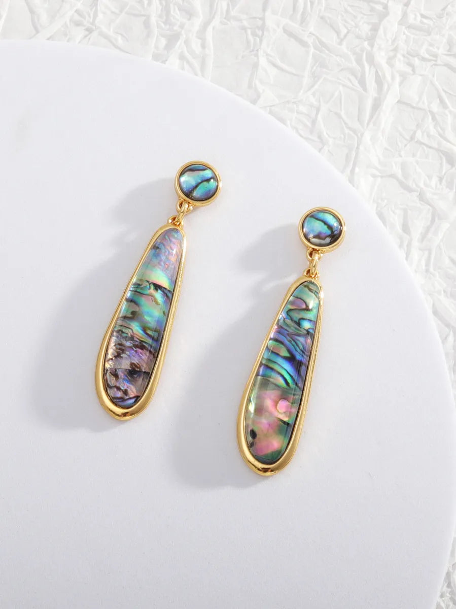 1 Pair Retro Water Droplets Plating Inlay Alloy Acrylic Shell 18k Gold Plated Drop Earrings