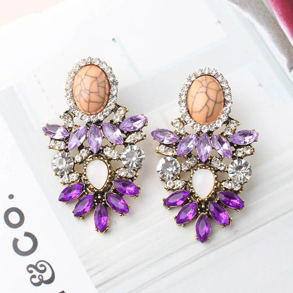 1 Pair Retro Water Droplets Plating Inlay Alloy Rhinestones Plated Ancient & Gold Drop Earrings