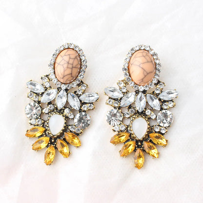 1 Pair Retro Water Droplets Plating Inlay Alloy Rhinestones Plated Ancient & Gold Drop Earrings