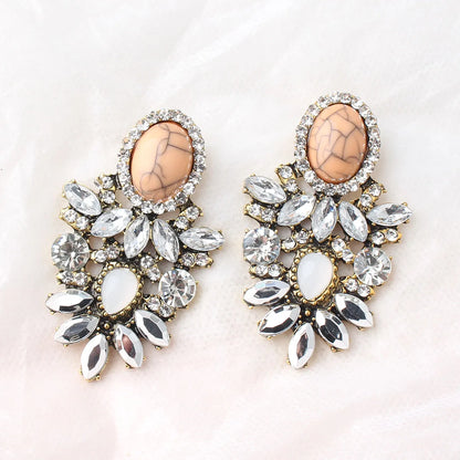 1 Pair Retro Water Droplets Plating Inlay Alloy Rhinestones Plated Ancient & Gold Drop Earrings