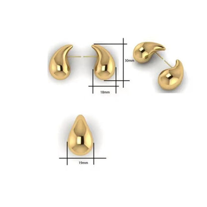 1 Pair Retro Water Droplets Plating Alloy 18k Gold Plated Ear Studs