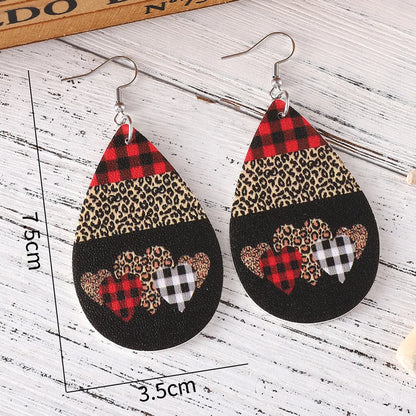 1 Pair Retro Water Droplets Pu Leather Drop Earrings