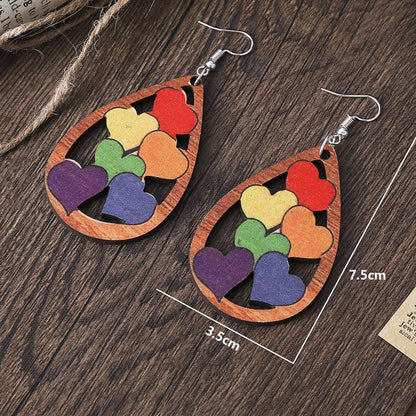 1 Pair Retro Water Droplets Wood Hollow Out Women's Drop Earrings