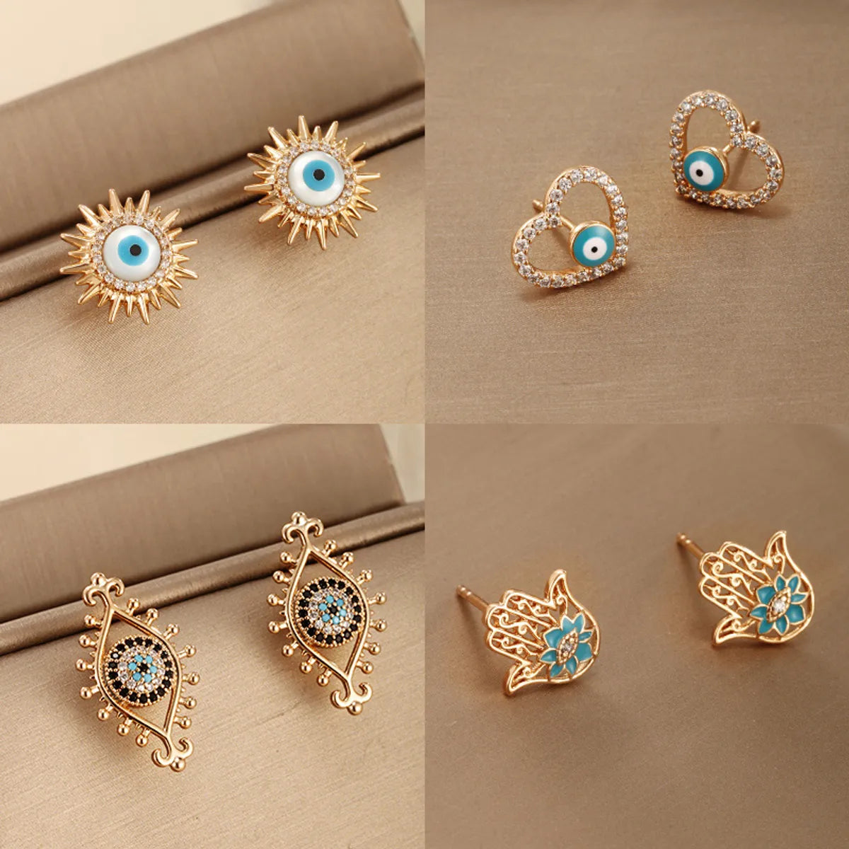 1 Pair Retro Xuping Devil's Eye Plating Inlay Alloy Copper Alloy Artificial Gemstones 18k Gold Plated Ear Studs