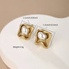 1 Pair Retro XUPING Geometric Round Plating Inlay 304 Stainless Steel Artificial Gemstones Artificial Pearls 18K Gold Plated Ear Studs