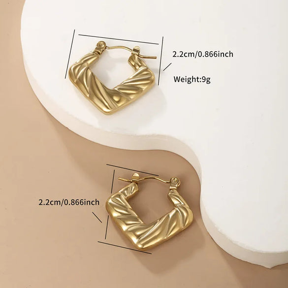 1 Pair Retro XUPING Simple Style Geometric Knot Plating 304 Stainless Steel 18K Gold Plated Earrings