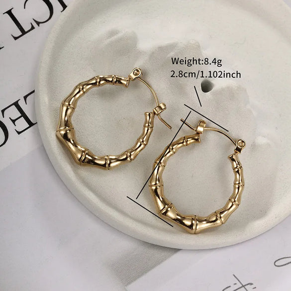 1 Pair Retro XUPING Simple Style Geometric Knot Plating 304 Stainless Steel 18K Gold Plated Earrings