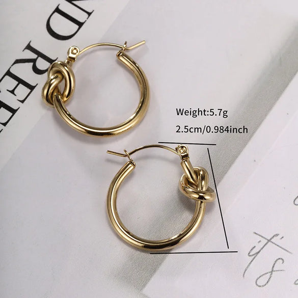 1 Pair Retro XUPING Simple Style Geometric Knot Plating 304 Stainless Steel 18K Gold Plated Earrings