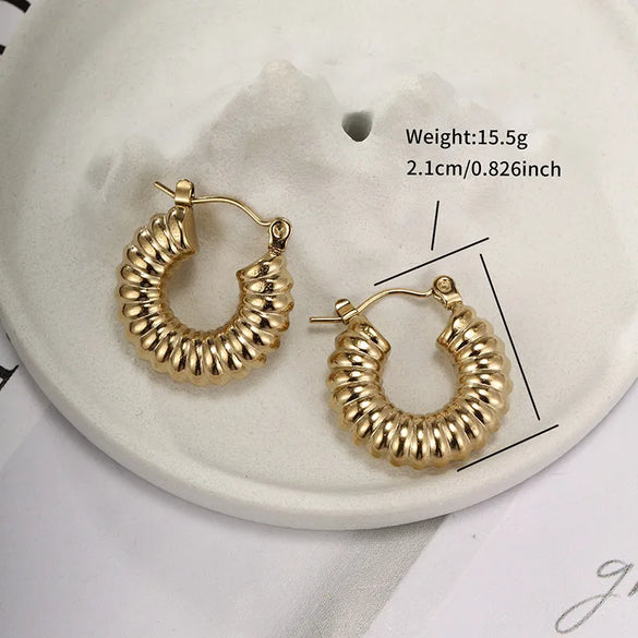1 Pair Retro XUPING Simple Style Geometric Knot Plating 304 Stainless Steel 18K Gold Plated Earrings